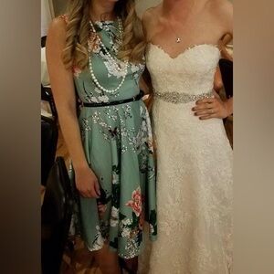 Floral Green A-Line Dress